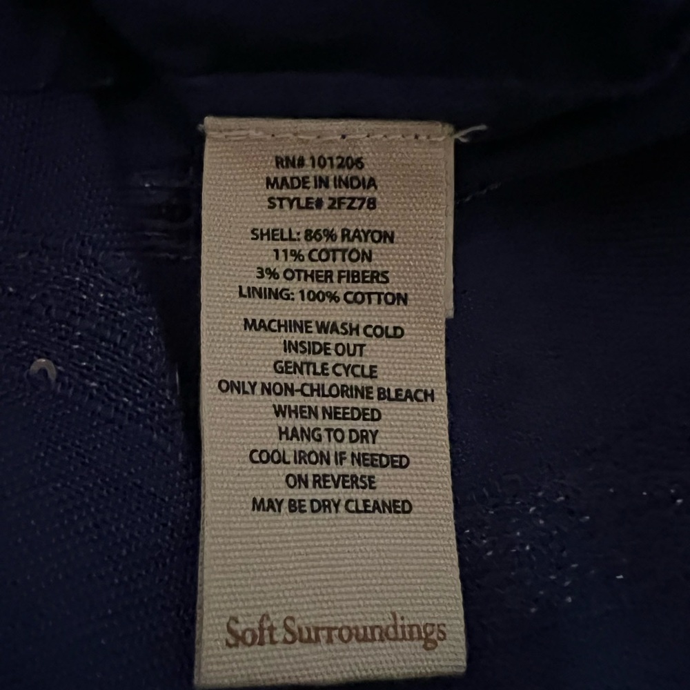 Soft Surroundings Navy Textured Dress. L - Picture 6 of 9